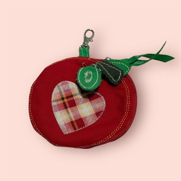 Thirty-One Red Heart Plaid Coin Purse - Picture 1 of 3